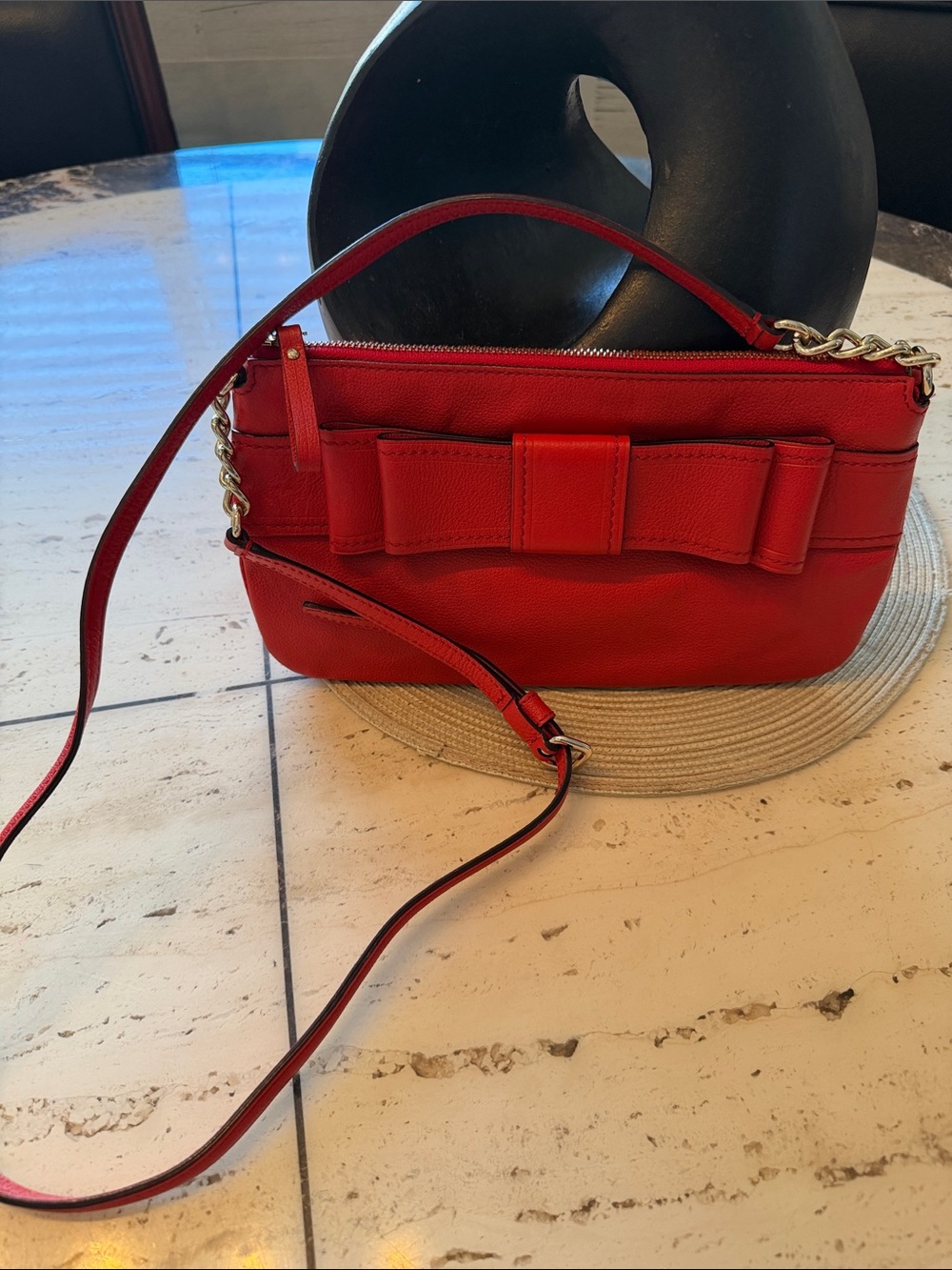 kate spade Red Bow-Accent Adjustable Pebbled Leather Crossbody Bag - Picture 4 of 13